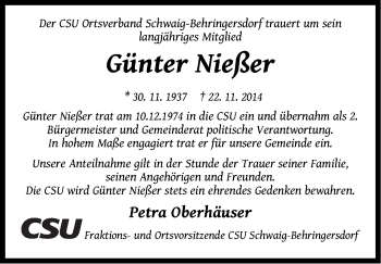 Traueranzeige von Günter Nießer von Pegnitz-Zeitung